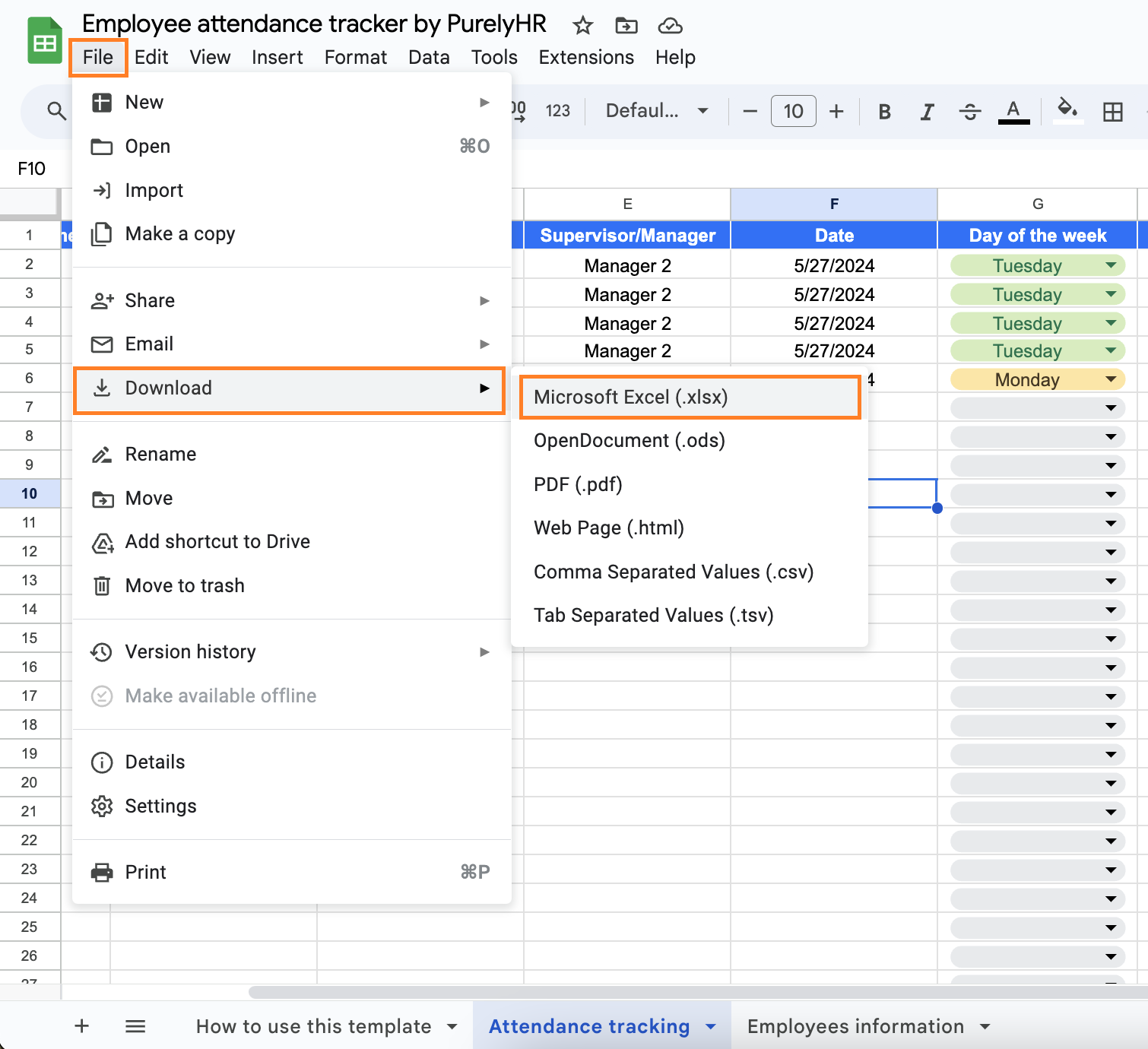 excel file