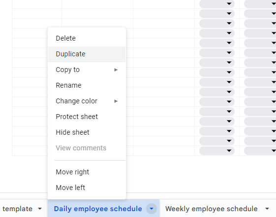 How to duplicate the daily employee schedule template