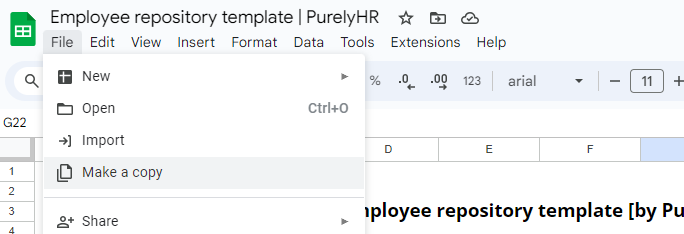 how to copy the employee repository template